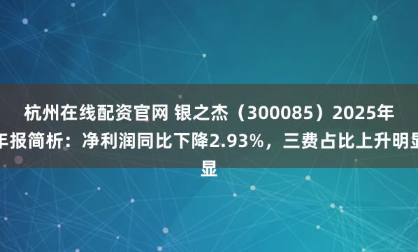 杭州在线配资官网 银之杰（300085）2025年年报简析：净利润同比下降2.93%，三费占比上升明显